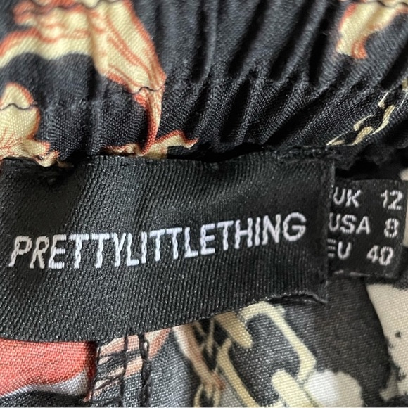 PrettyLittleThing pull on abstract pattern elastic waist drawstring pants size 8 - Picture 10 of 10